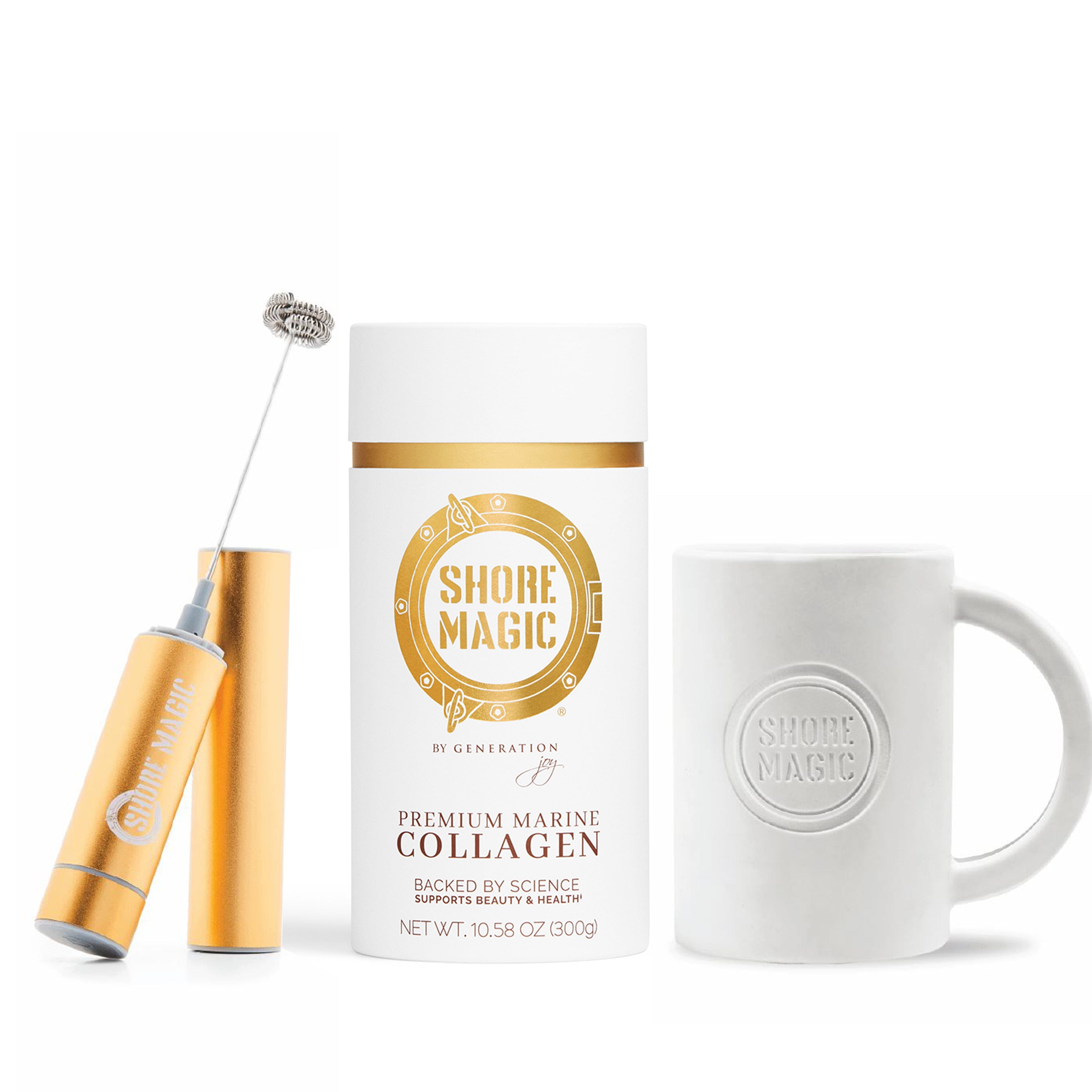 Shore Magic Starter Set Powder Shore Magic with frother, mug, and 30 Day Supply